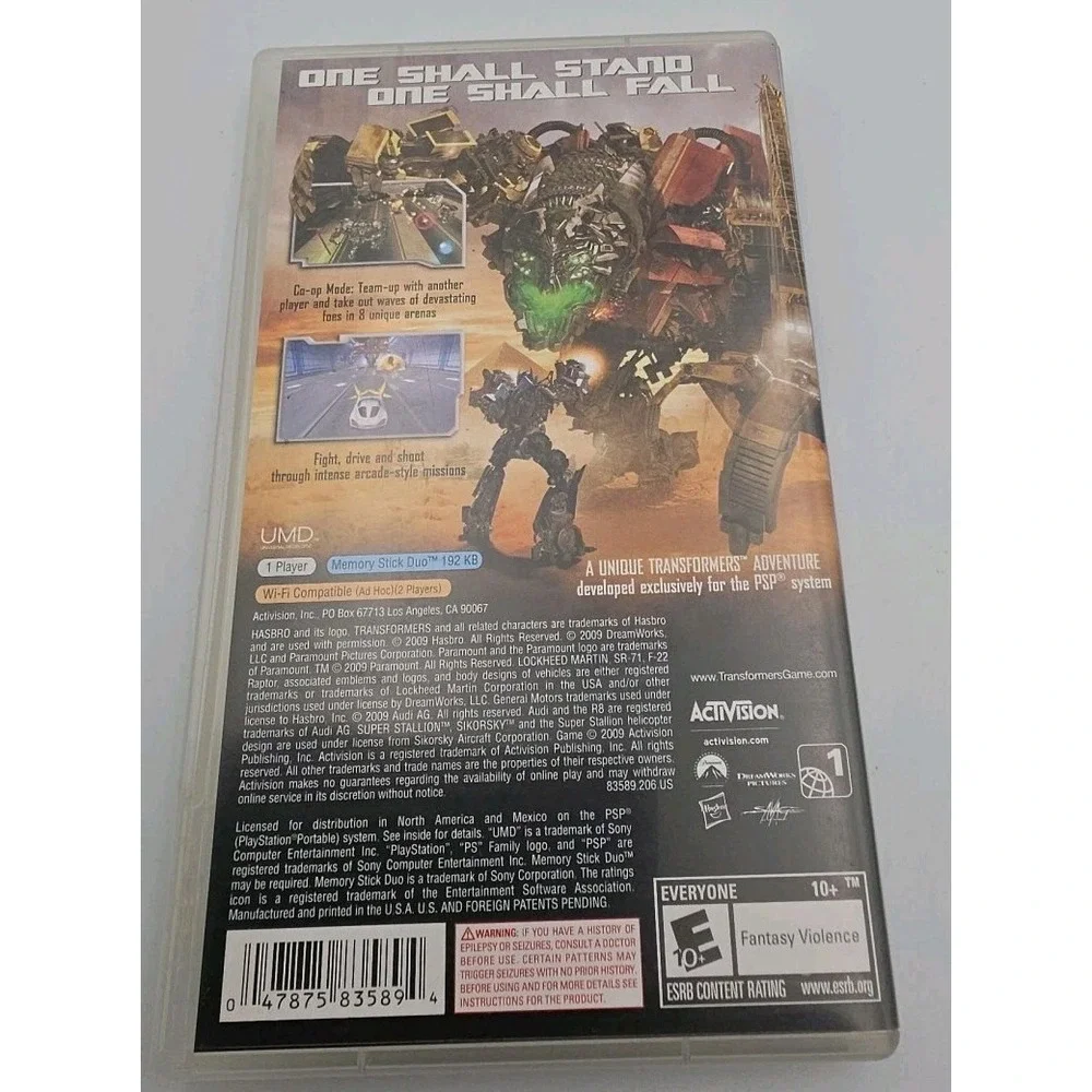Transformers Revenge of the Fallen Sony PSP 2009 Activision Video Game E10+